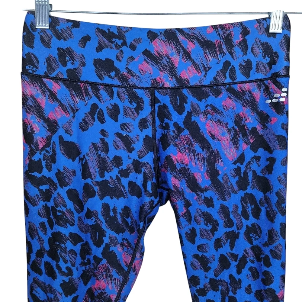 BCG | Women's Blue Black Pink Leopard Print Crop Leggings - Size M - Picture 3 of 9